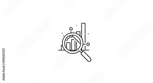 Magnifying Glass Over Bar Chart Data Analysis Icon.