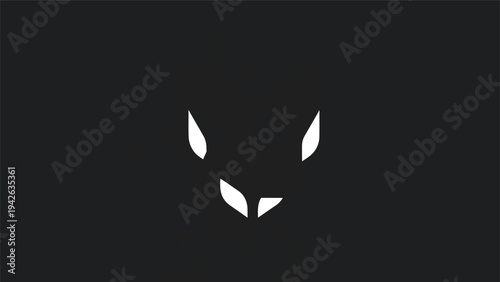 Minimalist White Wolf Head Silhouette on Black Background.