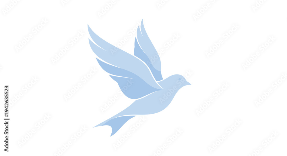 Obraz premium Light blue silhouette of a bird in flight with wings spread wide against a plain white background.