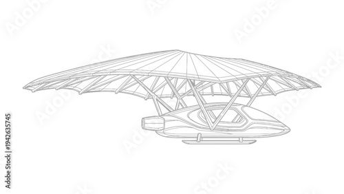 Air Vehicle Design: A detailed illustration of a futuristic, aerodynamic air vehicle, showcasing innovative design and structural elegance.