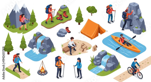 Camping Adventure Outdoor Activities Illustration.