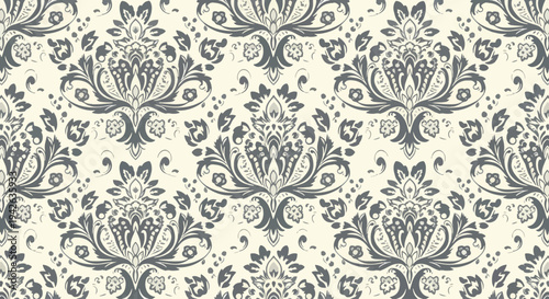 Classic seamless pattern with ornate floral damask elements and sophisticated style