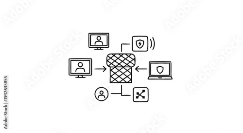 Network Security and Connectivity Diagram Illustration.