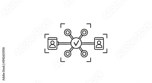Network Connection Between Two People With Central Hub.