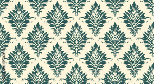 Timeless decorative pattern with intricate damask elements and classic styling
