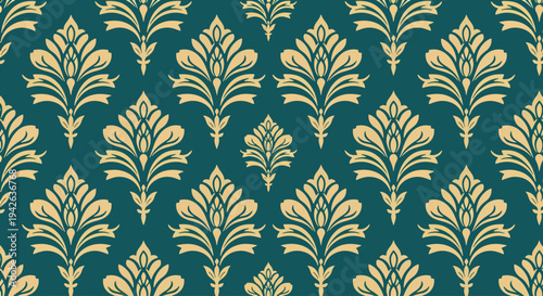 Elegant ornamental background with classic damask motifs perfect for wallpaper and fabric design