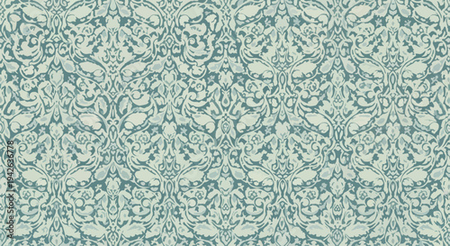Timeless vintage damask pattern with intricate symmetrical leaves and decorative flourishes