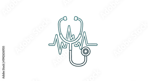Medical Stethoscope With Heartbeat Line Symbol.