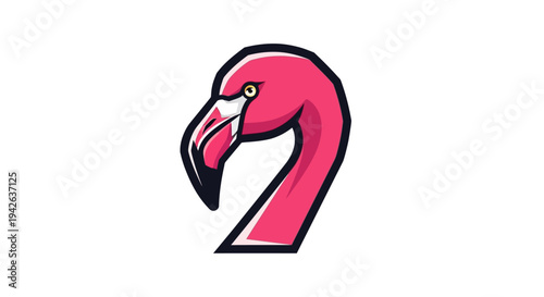 Pink Flamingo Bird Head.