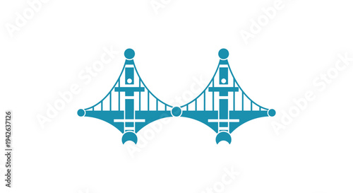 Modern Twin Suspension Bridge Towers Graphic Design.