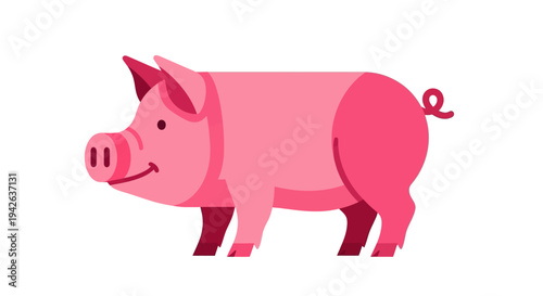 Pink Cartoon Pig Animal.