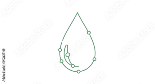 Minimalist Water Drop Icon with Connecting Dots.