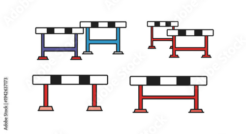 Hurdle Line art vector set modern abstract colorful illustration