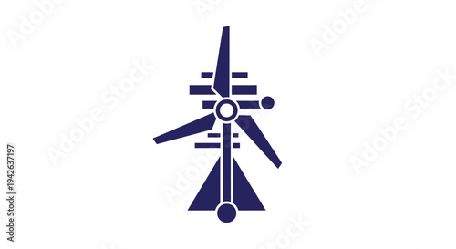 Modern Wind Turbine Icon Represents Renewable Energy Technology.