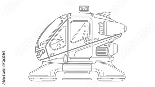 Futuristic Vehicle Design: A minimalist illustration of a sleek, cutting-edge vehicle, its streamlined form promising efficient transport and hinting at technological innovation.