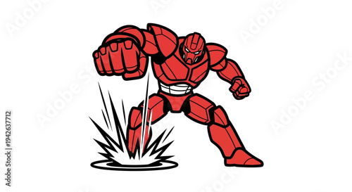 Robot Fist Punching Ground.