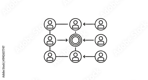 Network of people connected to a central target.