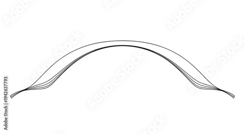 Set of thin black arching lines creating a graceful bridge or bow shape against a clean white background for minimalist design.