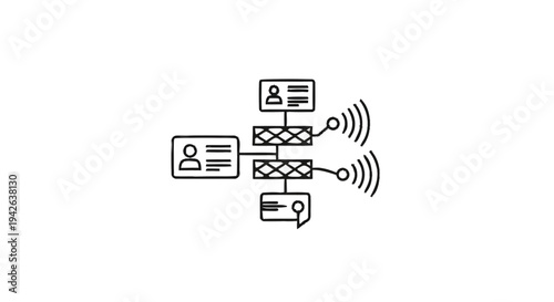 Network diagram showing user profiles and wireless connections.