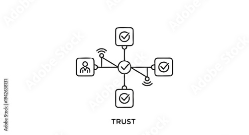 Network of trust and verification with connected nodes.