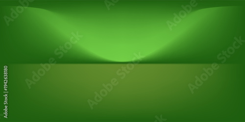 Abstract gradient podium background. Empty green 3D studio background. Clean scene for product presentation mockup template. eps 10