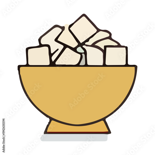 Bowl of Tofu Cubes Illustration