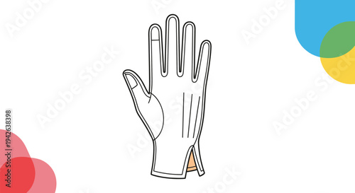 Minimalist white glove illustration with colorful overlapping circles in the background creates a modern and artistic look.