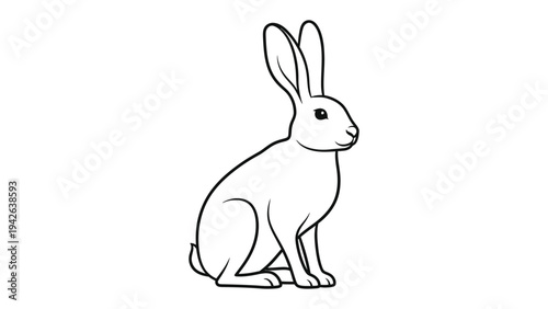 Minimalist Rabbit: A clean, minimalist illustration of a rabbit in a sitting position, focusing on its graceful form and iconic features.