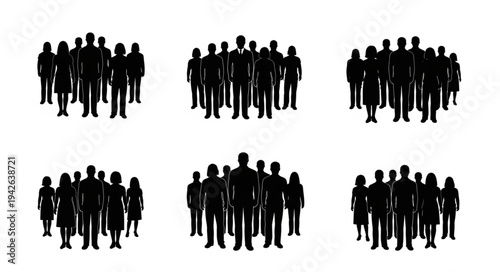 Silhouetted Crowds - Diverse Groups of People Standing Together in Unity.