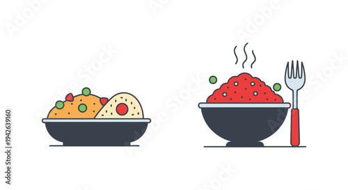 Middle Eastern Mixed Meal Line creative contemporary abstract color illustration