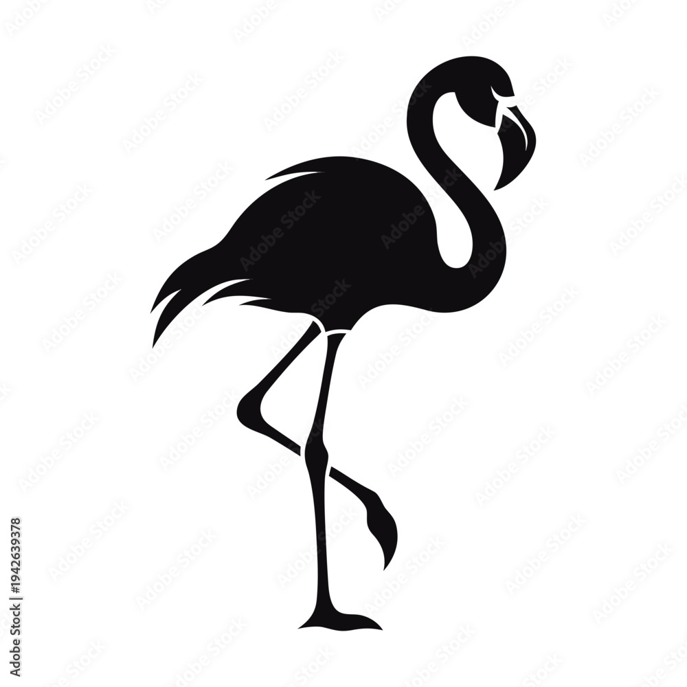 Fototapeta premium Black flamingo vector silhouette