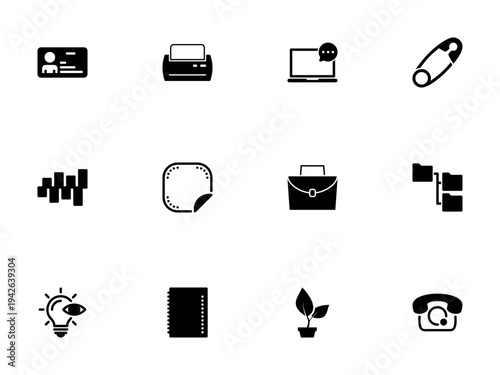 Black Silhouette Collection of Administrative and Workflow Symbols
