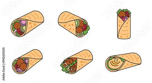 Middle Eastern Wrap Line art minimal abstract graphic color vector