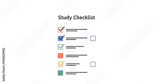 Study checklist productivity list flat vector task management education concept