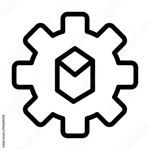 Gear icon with system module representing API configuration, development tools, and platform settings.