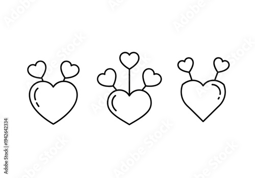  Growing heart icon set, thin line style for expanding love, nurture, and community support concepts