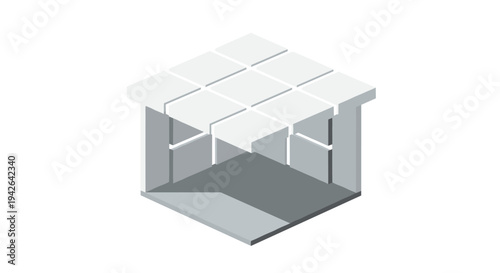 Modern 3d isometric perspective of architectural structure with shadows