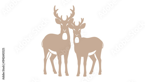 Pair of Deer Silhouette: A captivating silhouette of two deer, possibly a stag and a doe, standing closely together. It conveys a sense of connection, kinship, and appreciation for nature's beauty.