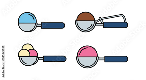 Ice Cream Scoop Line art vibrant abstract gradient color vector