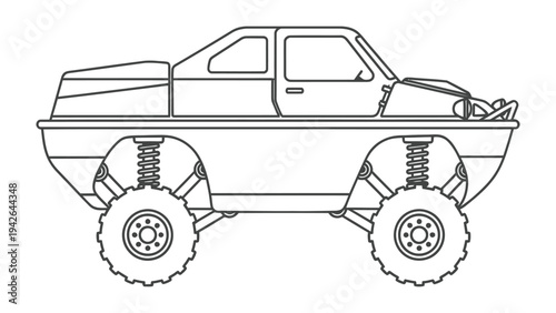 All-Terrain Vehicle: An outline of an all-terrain vehicle, designed for rugged exploration and versatile functionality. Perfect for showcasing the spirit of adventure and outdoor escapades. 