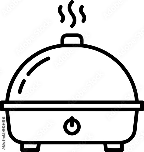 Aroma diffuser icon outline design with steam for home appliance, spa, wellness, and essential oil therapy concept vector illustration