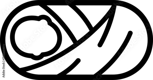 Baby wrapped in blanket icon, concept of newborn, infancy, or nursery. Simple linear style vector symbol for baby shower, card, sign