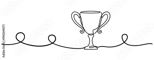 Trophy cup standing on surface in continuous line drawing. none editable strokes