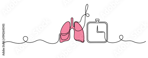 Human lungs connected to oxygen tank on white background