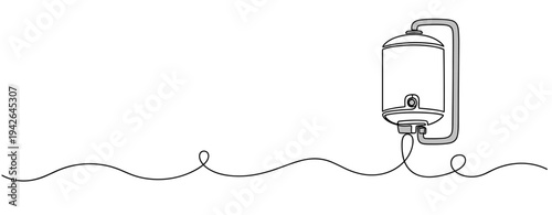 Medical infusion bag hanging over white minimalist background