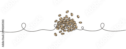 Scattered coffee beans resting on decorative line border