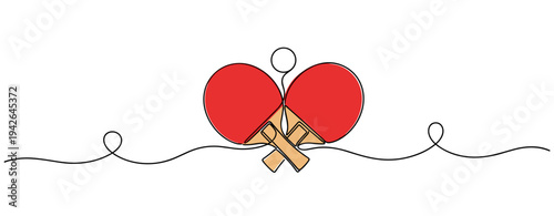 Pair of ping pong paddles crossed and centered on white background