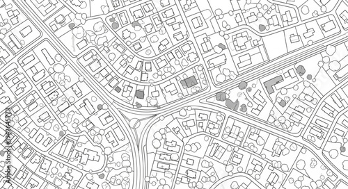 Detailed Urban Cityscape Map Illustration with Intricate Street Layout.