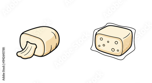 Mozzarella Cheese Line art soft abstract color vector design