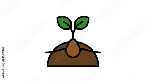 Seedling plant sprout growing from seed in soil icon